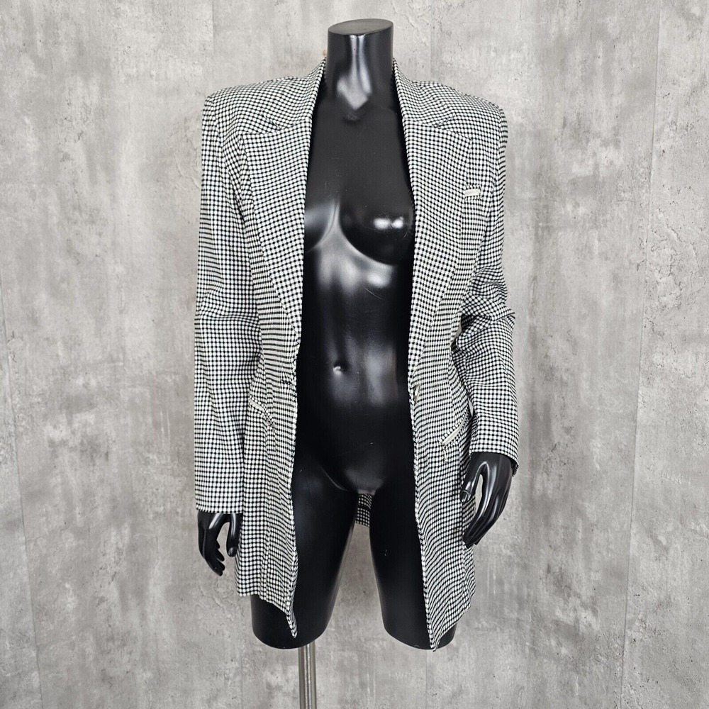 Laundry by Shelli Segal Black White Houndstooth Blazer Jacket 90s M USA - Picture 3 of 11